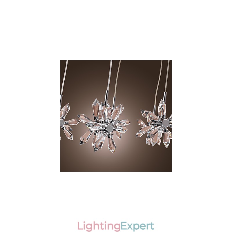 Modern Contemporary Crystal Chrome Metal Pendant Light