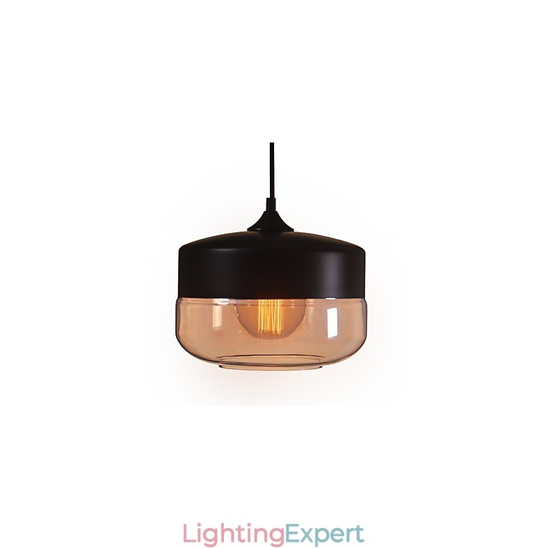 WestMenLights Vintage Modern Paint Glass Ceiling Lamp Pendant Light Black 250mm Diameter