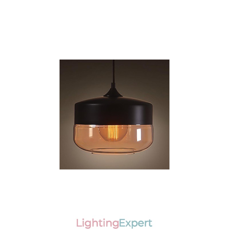 WestMenLights Vintage Modern Paint Glass Ceiling Lamp Pendant Light Black 250mm Diameter
