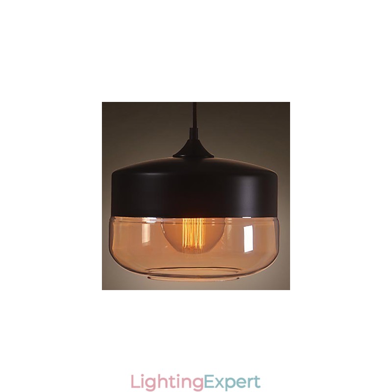 WestMenLights Vintage Modern Paint Glass Ceiling Lamp Pendant Light Black 250mm Diameter