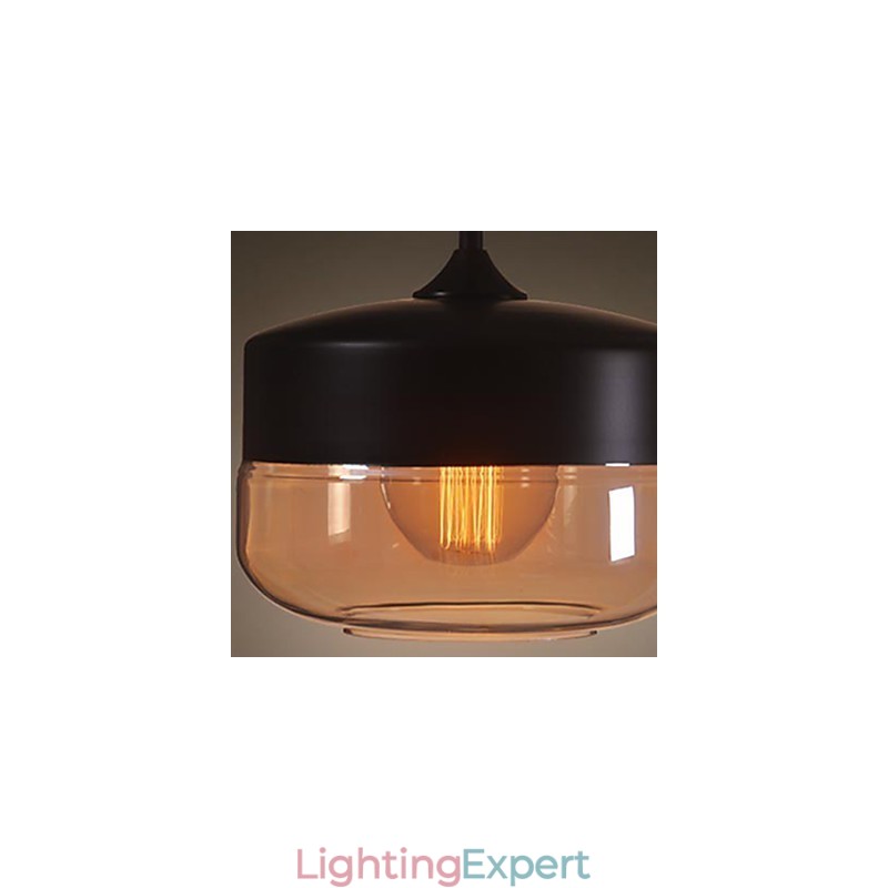 WestMenLights Vintage Modern Paint Glass Ceiling Lamp Pendant Light Black 250mm Diameter