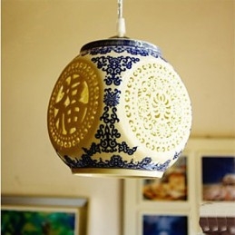 Retro Ceramic lamp lamp Stairs Blue Single Head Chandelier Creative
