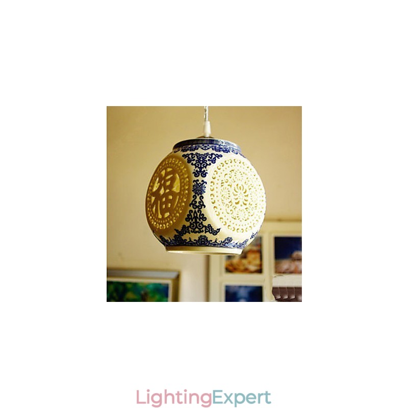 Retro Ceramic lamp lamp Stairs Blue Single Head Chandelier Creative