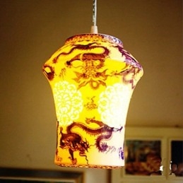 Retro Ceramic lamp lamp Stairs Blue Single Head Chandelier Creative