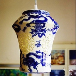 Retro Ceramic lamp lamp Stairs Blue Single Head Chandelier Creative