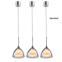1 Light Two layer Pendant Island Light Clear Glass Polished Chrome