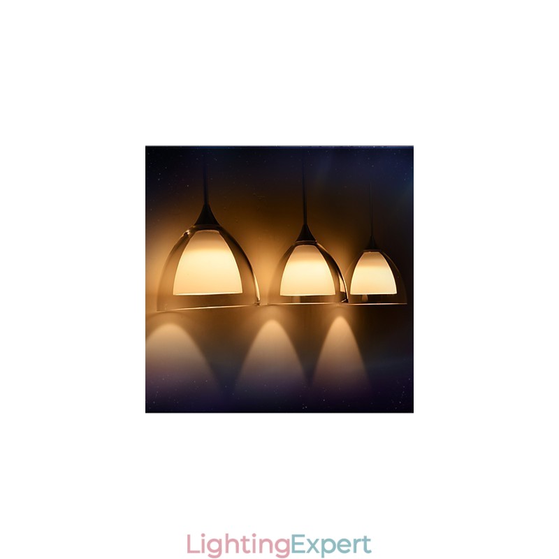 1 Light Two layer Pendant Island Light Clear Glass Polished Chrome