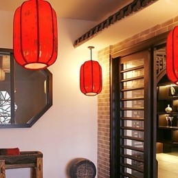 Archaize Sheepskin Red Lanterns Porch Droplight Lamp Light