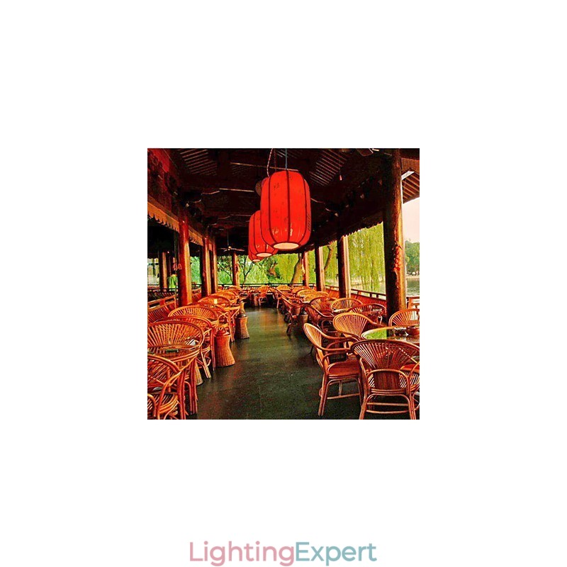 Archaize Sheepskin Red Lanterns Porch Droplight Lamp Light