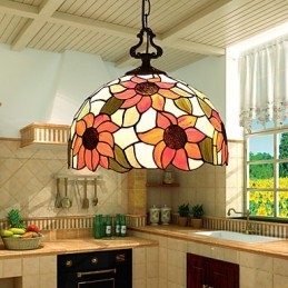 European Rural Creative Arts Stained Glass Chandelier Restoring Ancient Ways Lamp Light