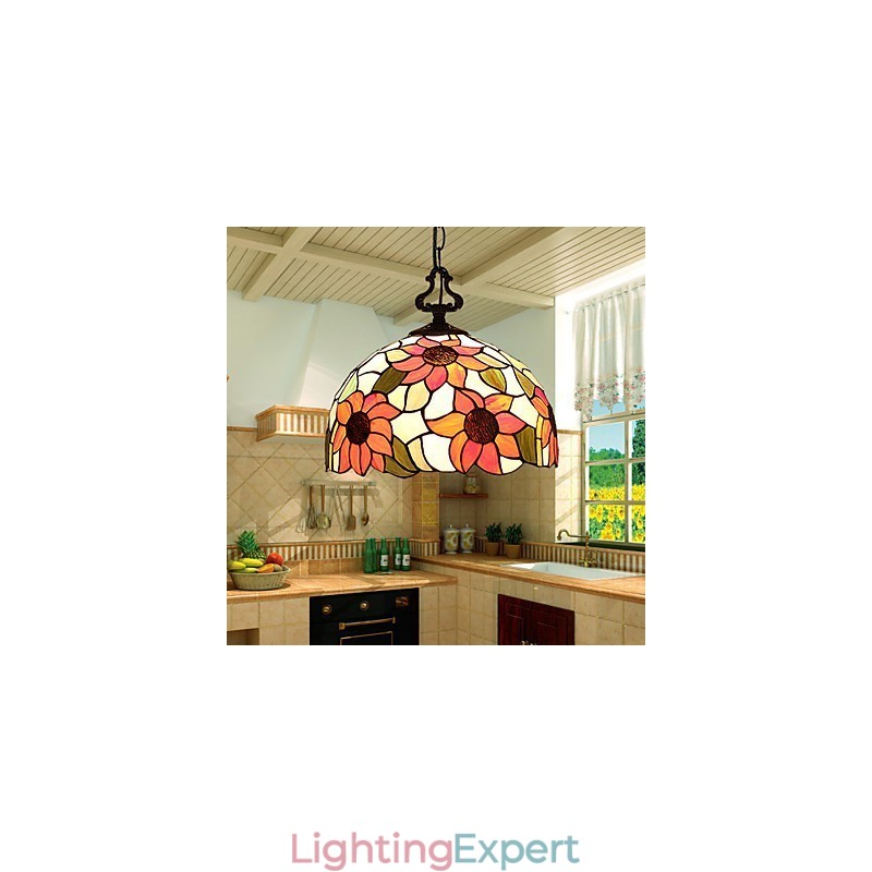 European Rural Creative Arts Stained Glass Chandelier Restoring Ancient Ways Lamp Light