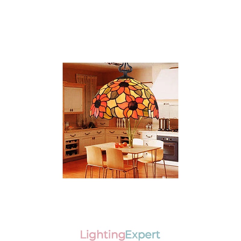 European Rural Creative Arts Stained Glass Chandelier Restoring Ancient Ways Lamp Light