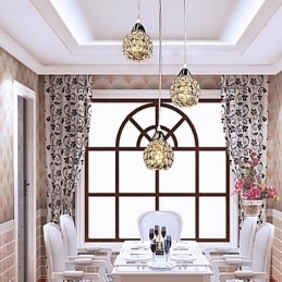 Modern Contemporary Crystal Electroplated Metal Pendant Light
