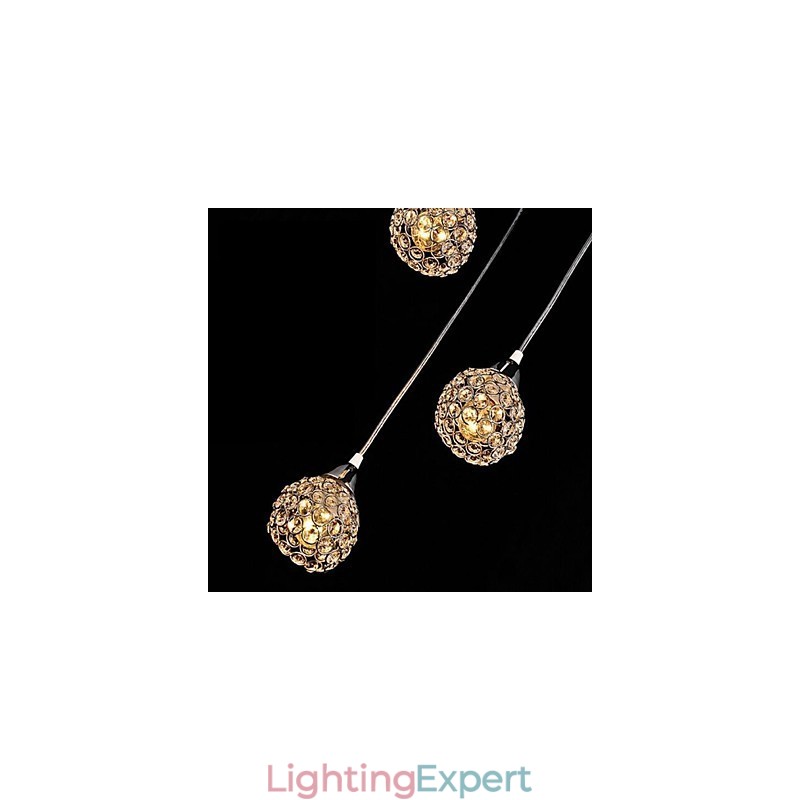 Modern Contemporary Crystal Electroplated Metal Pendant Light
