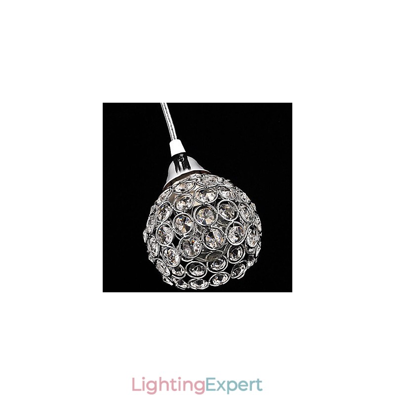 Modern Contemporary Crystal Electroplated Metal Pendant Light