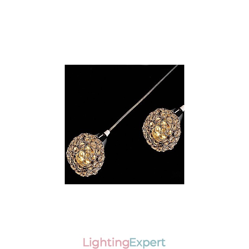 Modern Contemporary Crystal Electroplated Metal Pendant Light
