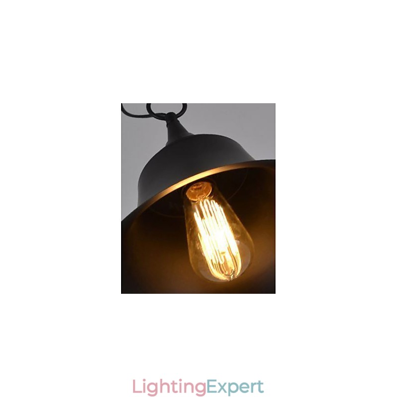 Medium Vintage Matte Black Bell Shape Metal Pendant Light