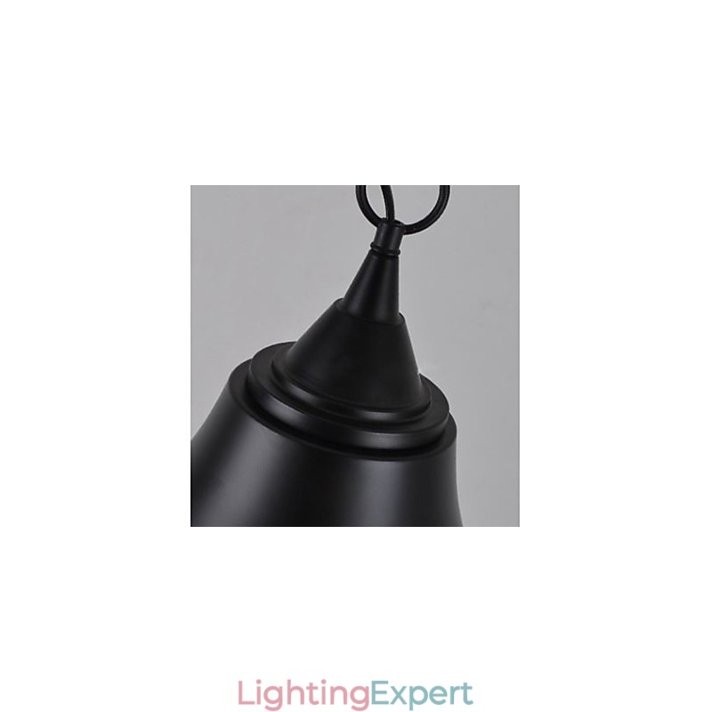 Medium Vintage Matte Black Bell Shape Metal Pendant Light