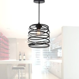 Rustic Lodge Retro Country Mini Style Painting Metal Pendant Light Garage
