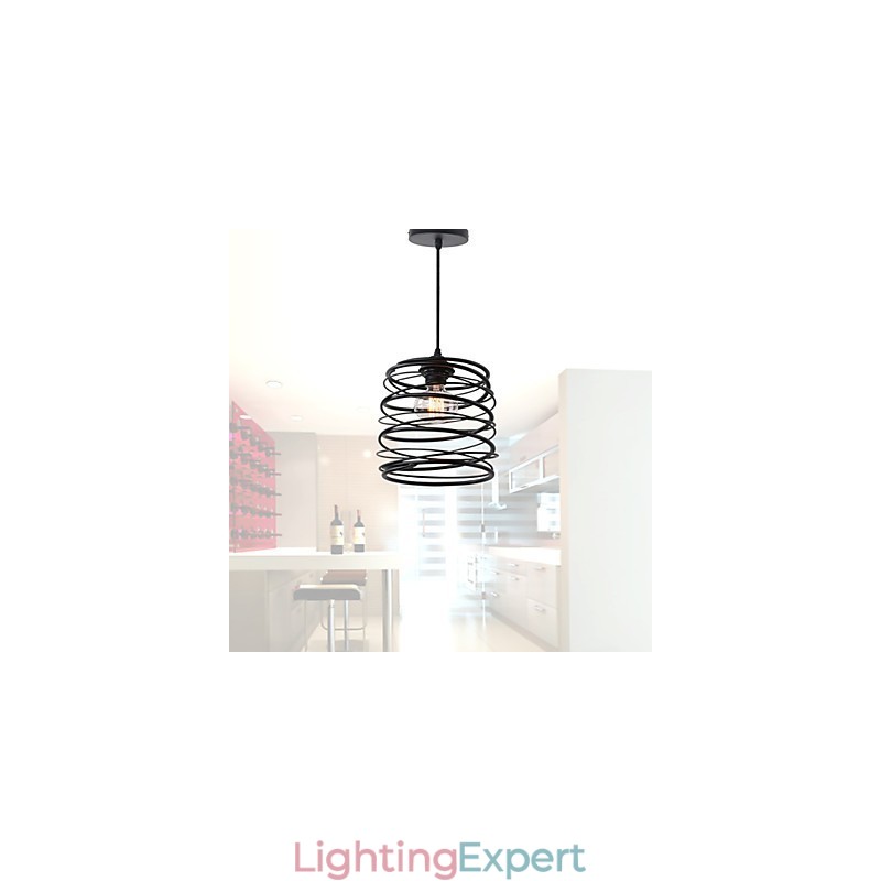 Rustic Lodge Retro Country Mini Style Painting Metal Pendant Light Garage