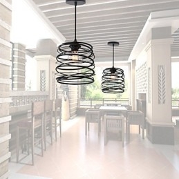 Rustic Lodge Retro Country Mini Style Painting Metal Pendant Light Garage