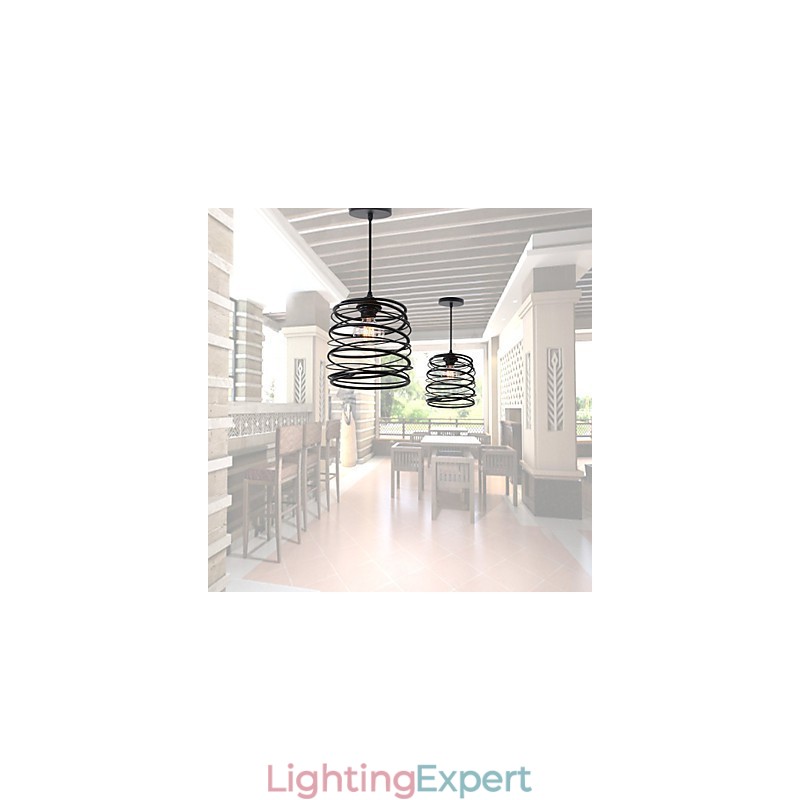 Rustic Lodge Retro Country Mini Style Painting Metal Pendant Light Garage