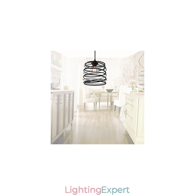 Rustic Lodge Retro Country Mini Style Painting Metal Pendant Light Garage