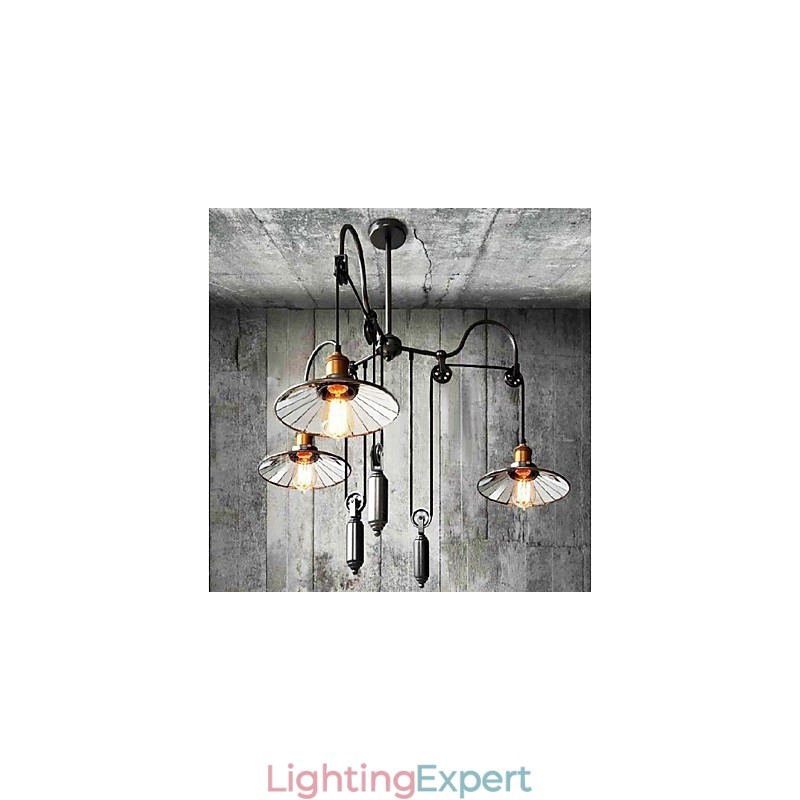 Vintage Country Mini Style Painting Metal Chandelier