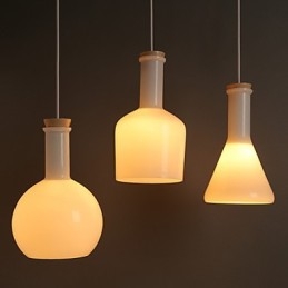Contemporary And Contracted Creative Magic White Glass Bottle Line Droplight