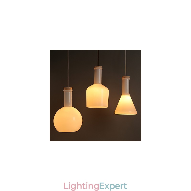 Contemporary And Contracted Creative Magic White Glass Bottle Line Droplight