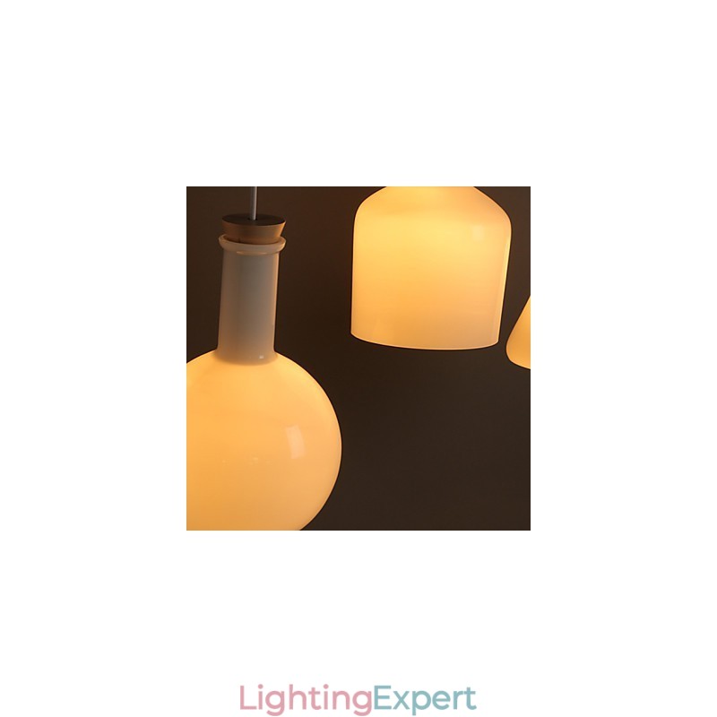Contemporary And Contracted Creative Magic White Glass Bottle Line Droplight