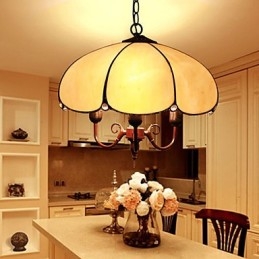 European Rural Creative Arts Stained Glass Chandelier Restoring Ancient Ways Lamp Light