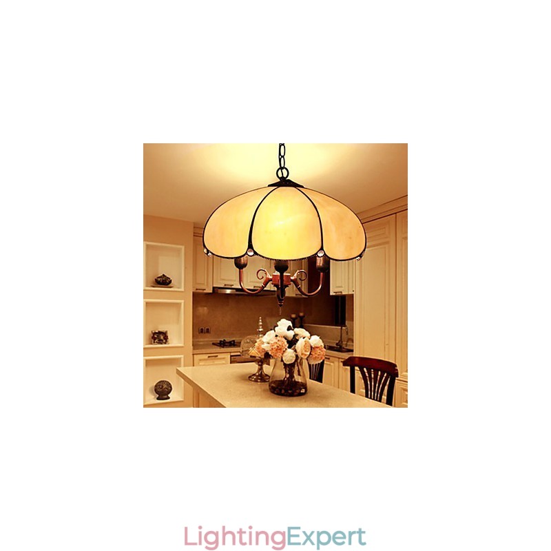 European Rural Creative Arts Stained Glass Chandelier Restoring Ancient Ways Lamp Light