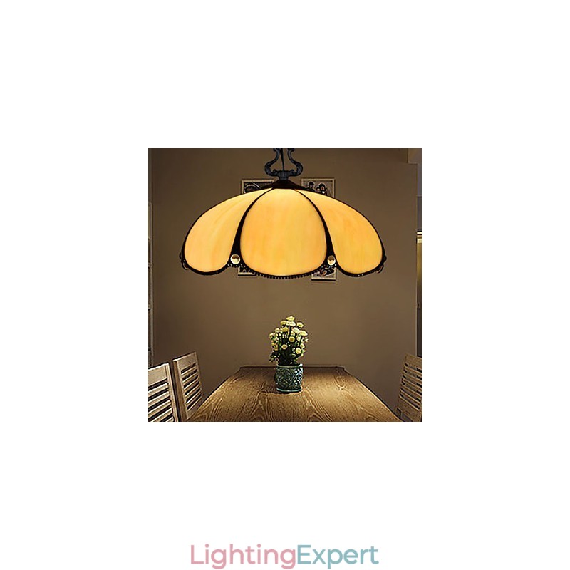 European Rural Creative Arts Stained Glass Chandelier Restoring Ancient Ways Lamp Light