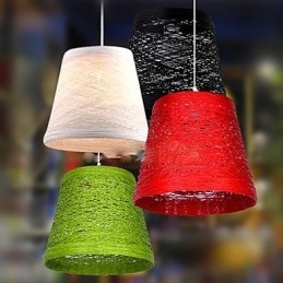 Modern Rural Cany Art Woven Rattan Single Head Droplight Lamp
