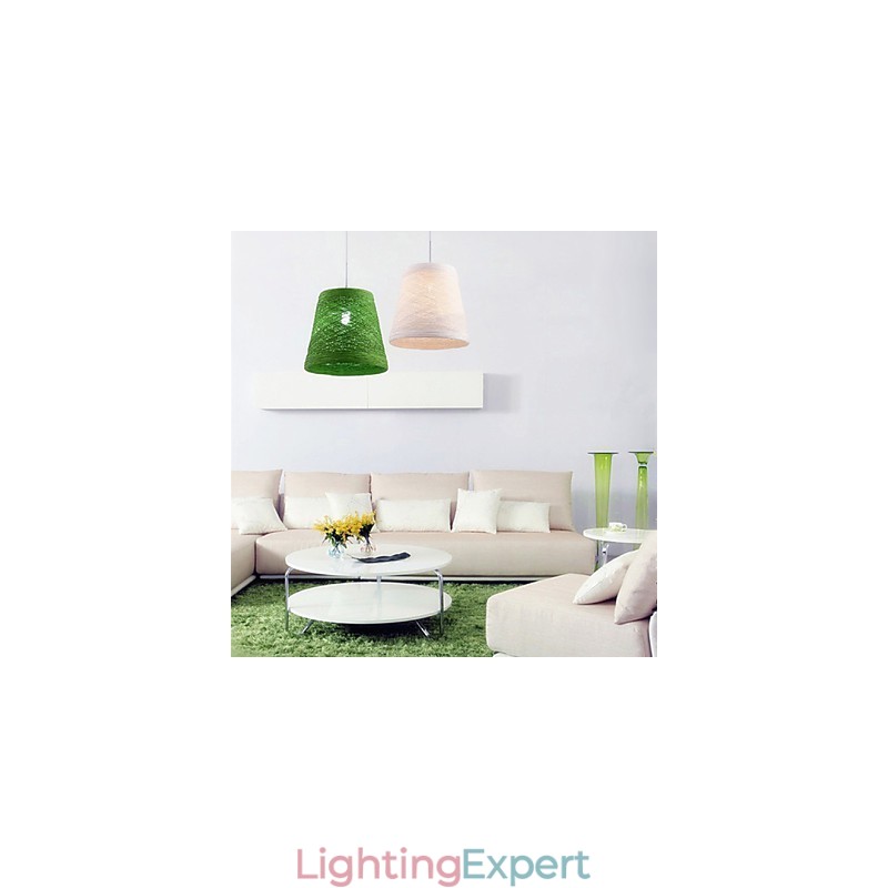 Modern Rural Cany Art Woven Rattan Single Head Droplight Lamp