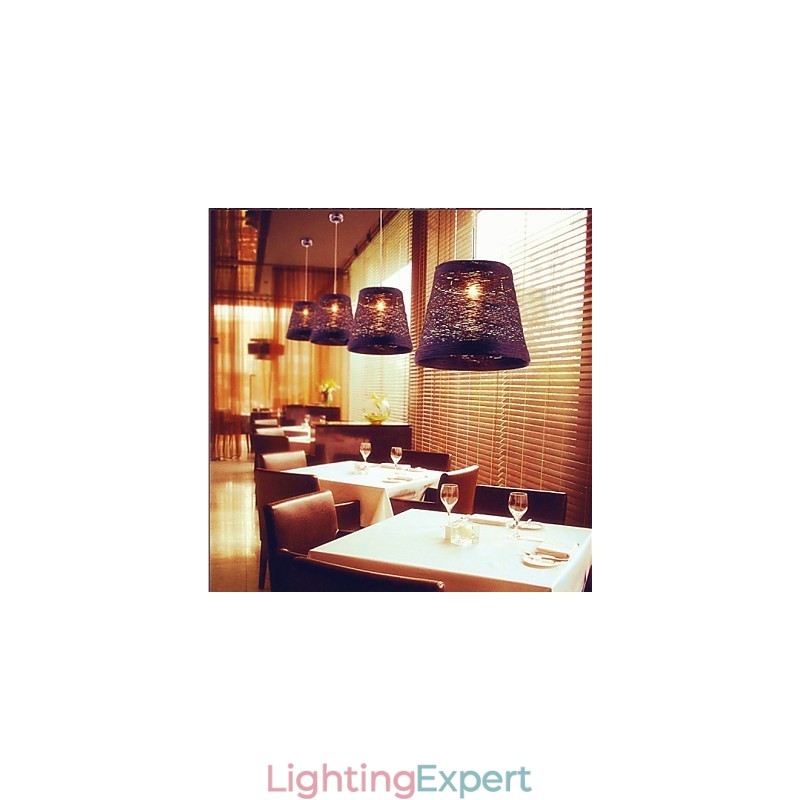 Modern Rural Cany Art Woven Rattan Single Head Droplight Lamp