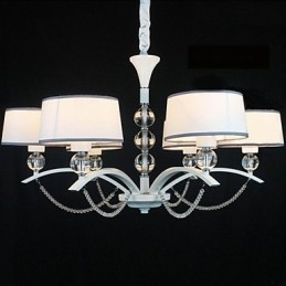 Modern Contemporary Crystal Chrome Fabric Chandelier