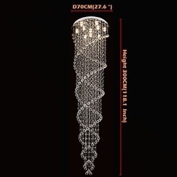 Ceiling Chandelier Lights Pendant Light Lighting Fixtures with K9 Crystal Double Spiral D70CM H300CM