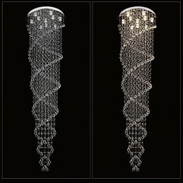 Ceiling Chandelier Lights Pendant Light Lighting Fixtures with K9 Crystal Double Spiral D70CM H300CM