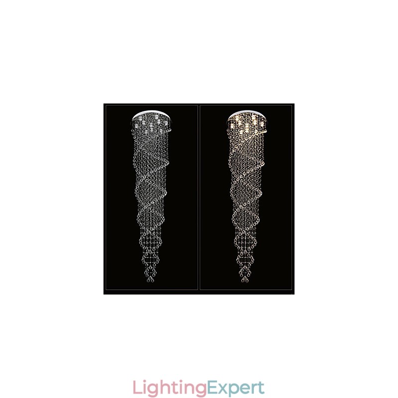 Ceiling Chandelier Lights Pendant Light Lighting Fixtures with K9 Crystal Double Spiral D70CM H300CM