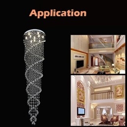 Ceiling Chandelier Lights Pendant Light Lighting Fixtures with K9 Crystal Double Spiral D70CM H300CM