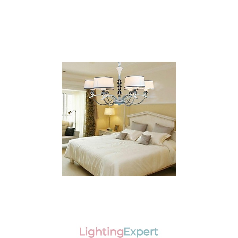 Modern Contemporary Crystal Chrome Fabric Chandelier