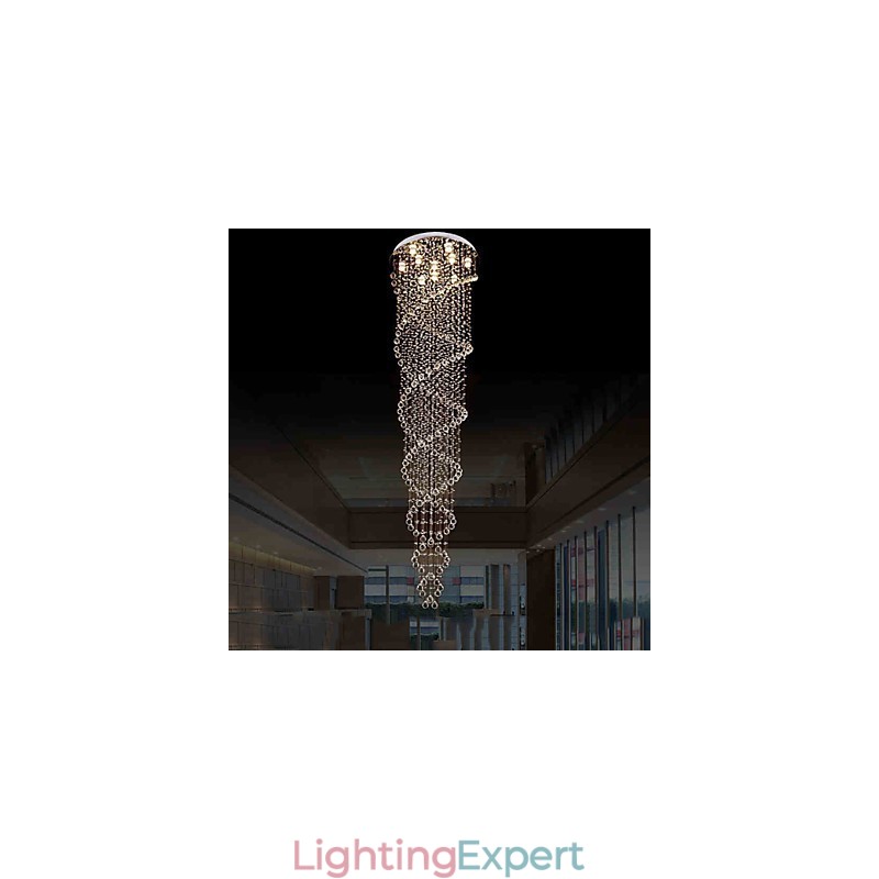Ceiling Chandelier Lights Pendant Light Lighting Fixtures with K9 Crystal Double Spiral D70CM H300CM