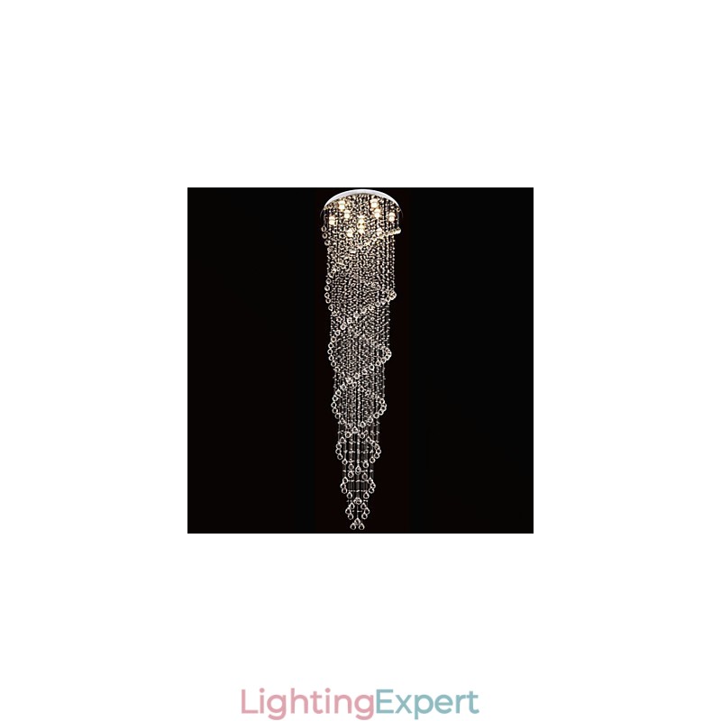 Ceiling Chandelier Lights Pendant Light Lighting Fixtures with K9 Crystal Double Spiral D70CM H300CM