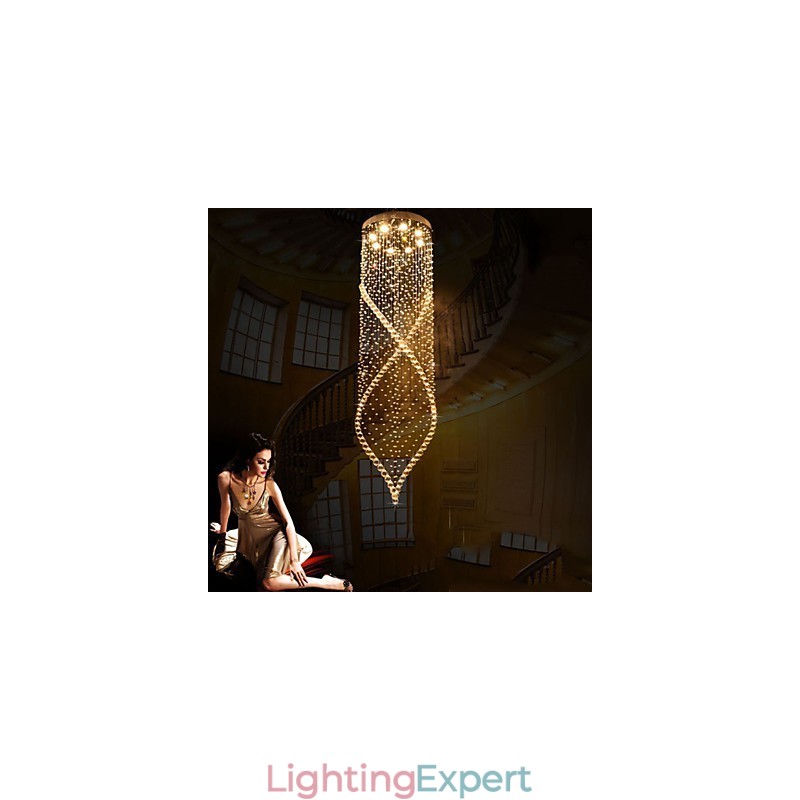 Crystal Chandelier Pendant Lighting Hanging Ceiling Lamps Fixtures with Clear K9 Crystal and Silver Canopy