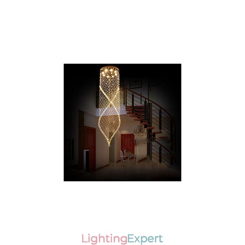Crystal Chandelier Pendant Lighting Hanging Ceiling Lamps Fixtures with Clear K9 Crystal and Silver Canopy
