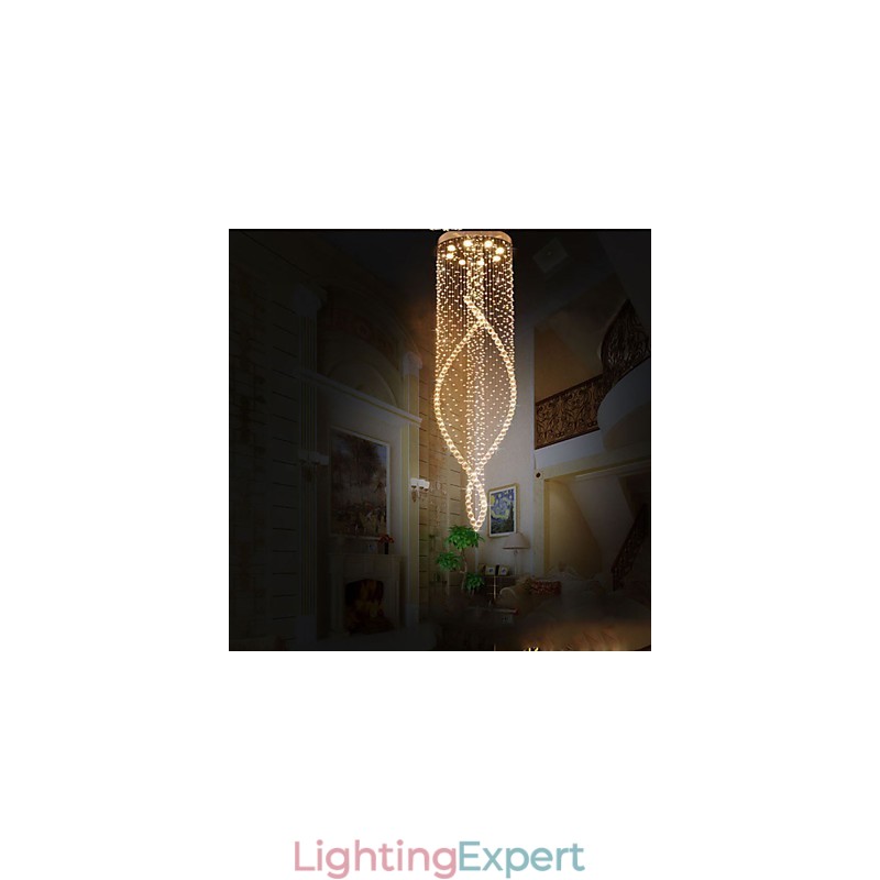 Crystal Chandelier Pendant Lighting Hanging Ceiling Lamps Fixtures with Clear K9 Crystal and Silver Canopy