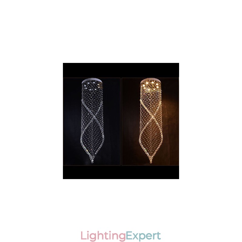 Crystal Chandelier Pendant Lighting Hanging Ceiling Lamps Fixtures with Clear K9 Crystal and Silver Canopy
