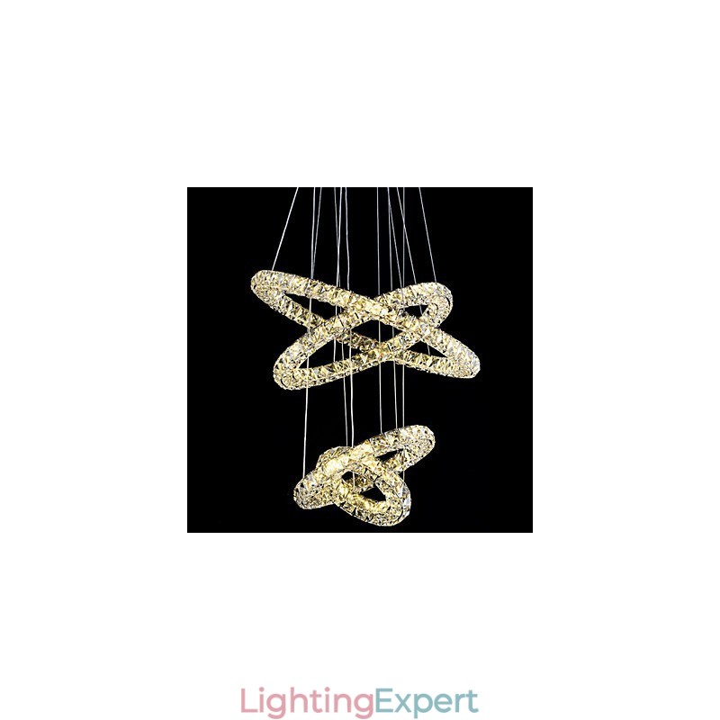 Crystal Ring Pendant Light Modern Ceiling Chandelier Lighting Lamp Fixtures with